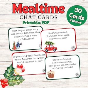 Essenszeit Chat Karten, Weihnachts-Gesprächskarten, PDF, druckbare Gesprächskarten,