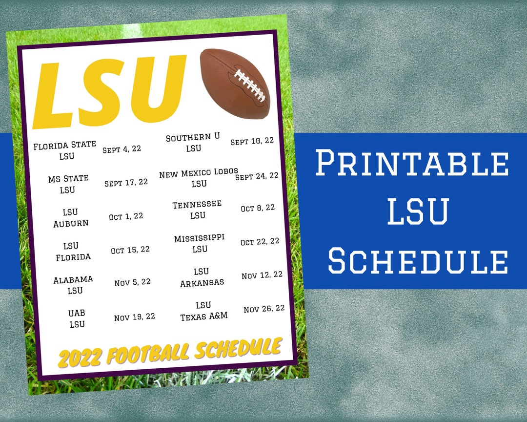 LSU Football Schedule Printable Schedule PDF Football Etsy