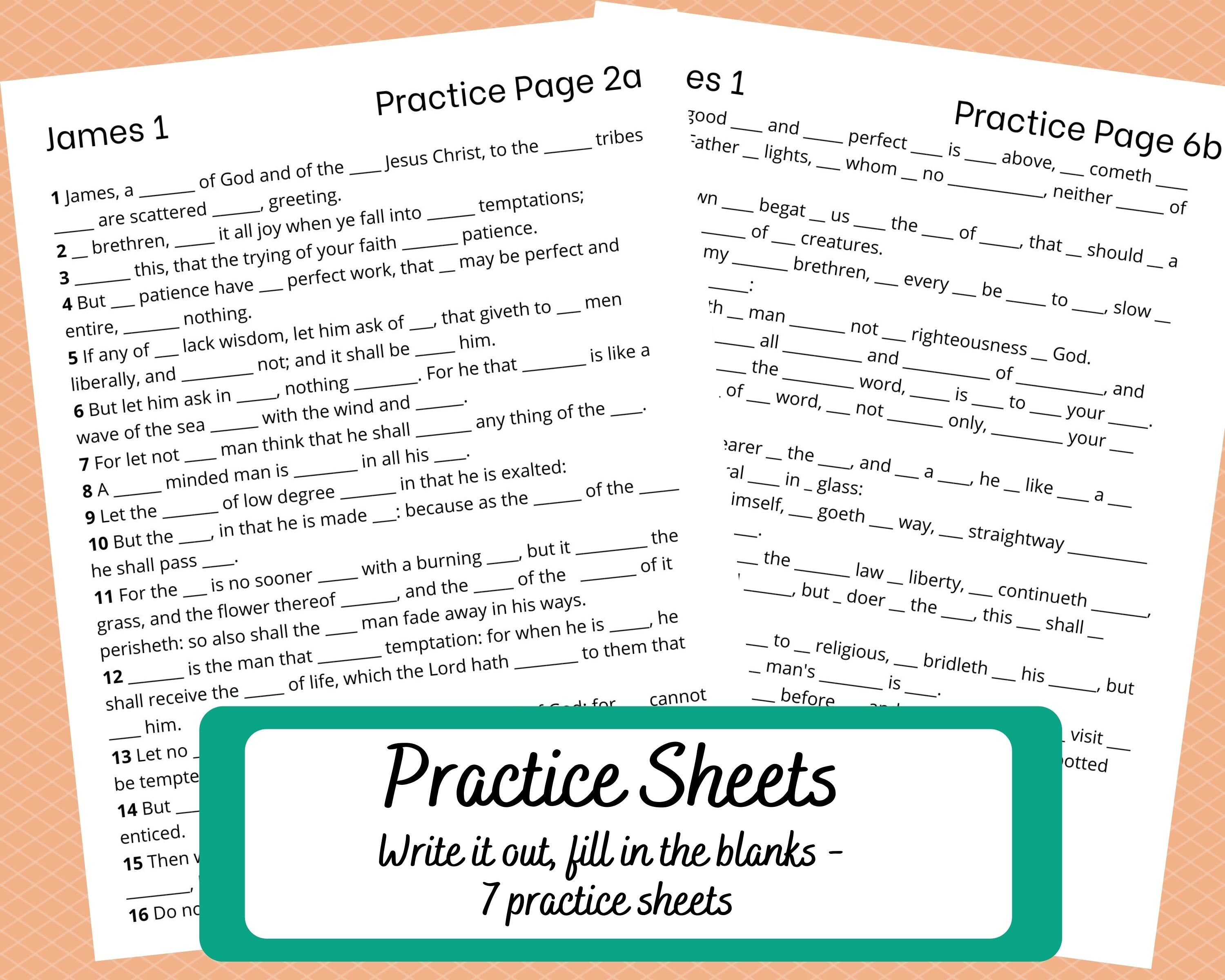 Scripture Memory | James 1 | Memorize Scripture | Verse Cards | Fill in ...