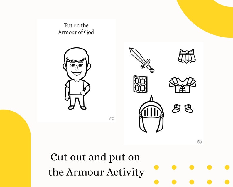 The Armor of God Activity Pages, Printable KJV Worksheets, Bible
