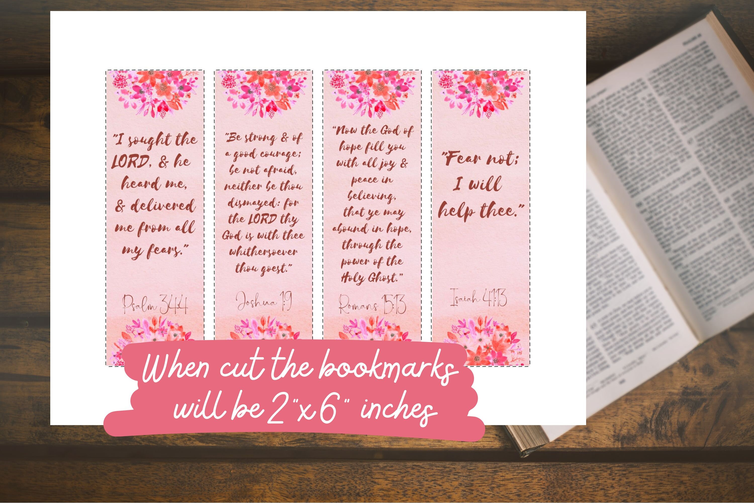Floral Scripture Bookmarks Printable Bible Bookmarks Encouragement ...