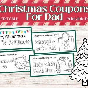 Kerstcadeaubonnen kleuren voor papa, DIY-couponboek, kousvuller cadeau, activiteitenpagina's, vakantieplezier, kerstmis 2025, cadeau voor papa