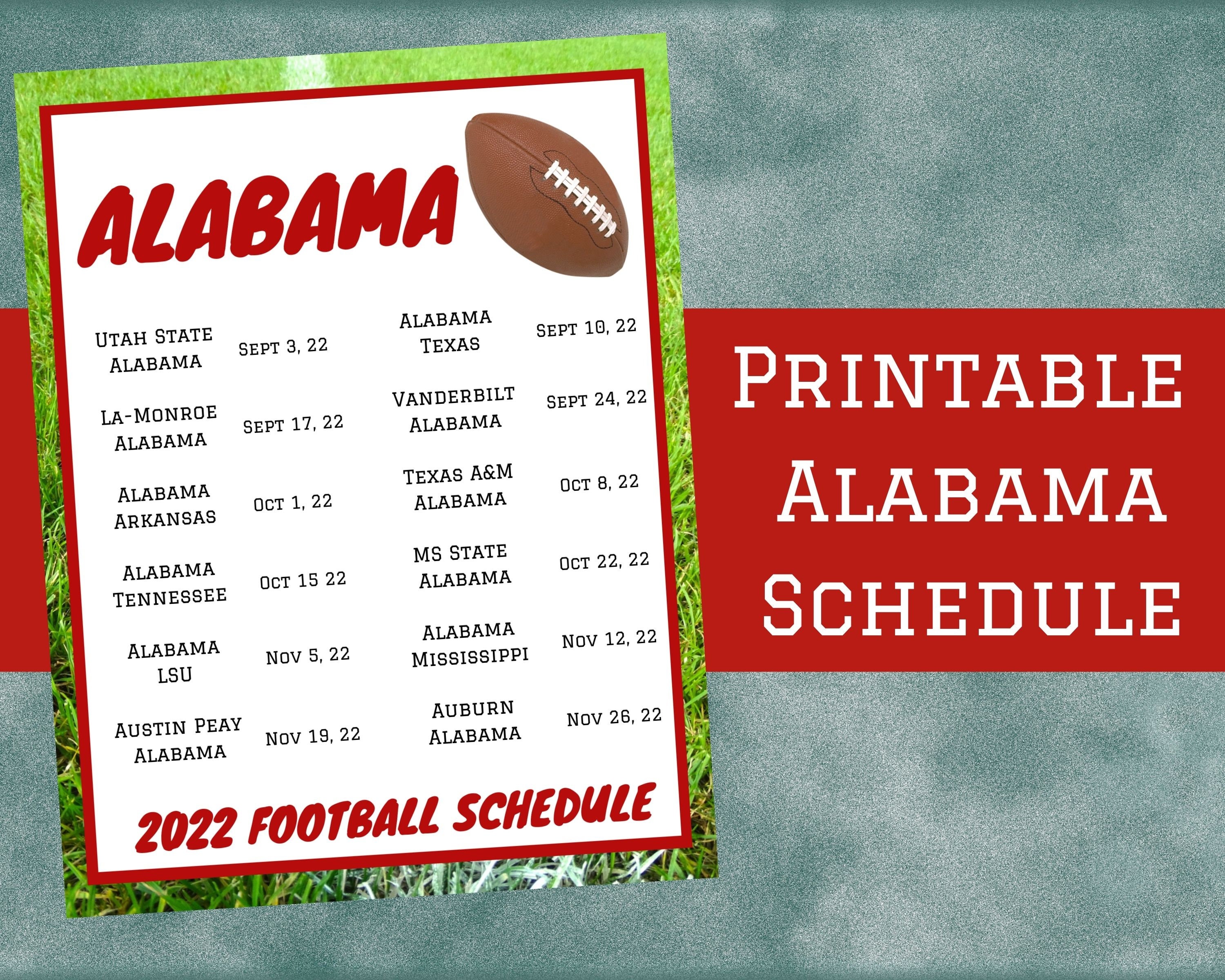 Alabama Football Schedule Printable Schedule PDF Etsy Österreich