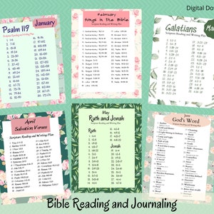 12 Month Bible Reading | Bible Writing | Digital Download | Bible Reading Plan for 2025 | Scripture Writing | KJV Resource