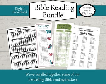 Bible Reading Bundle, Bible Reading Tracker, New Testament Bible Reading, Bible Reading Bookmarks, Digital Download, PDF