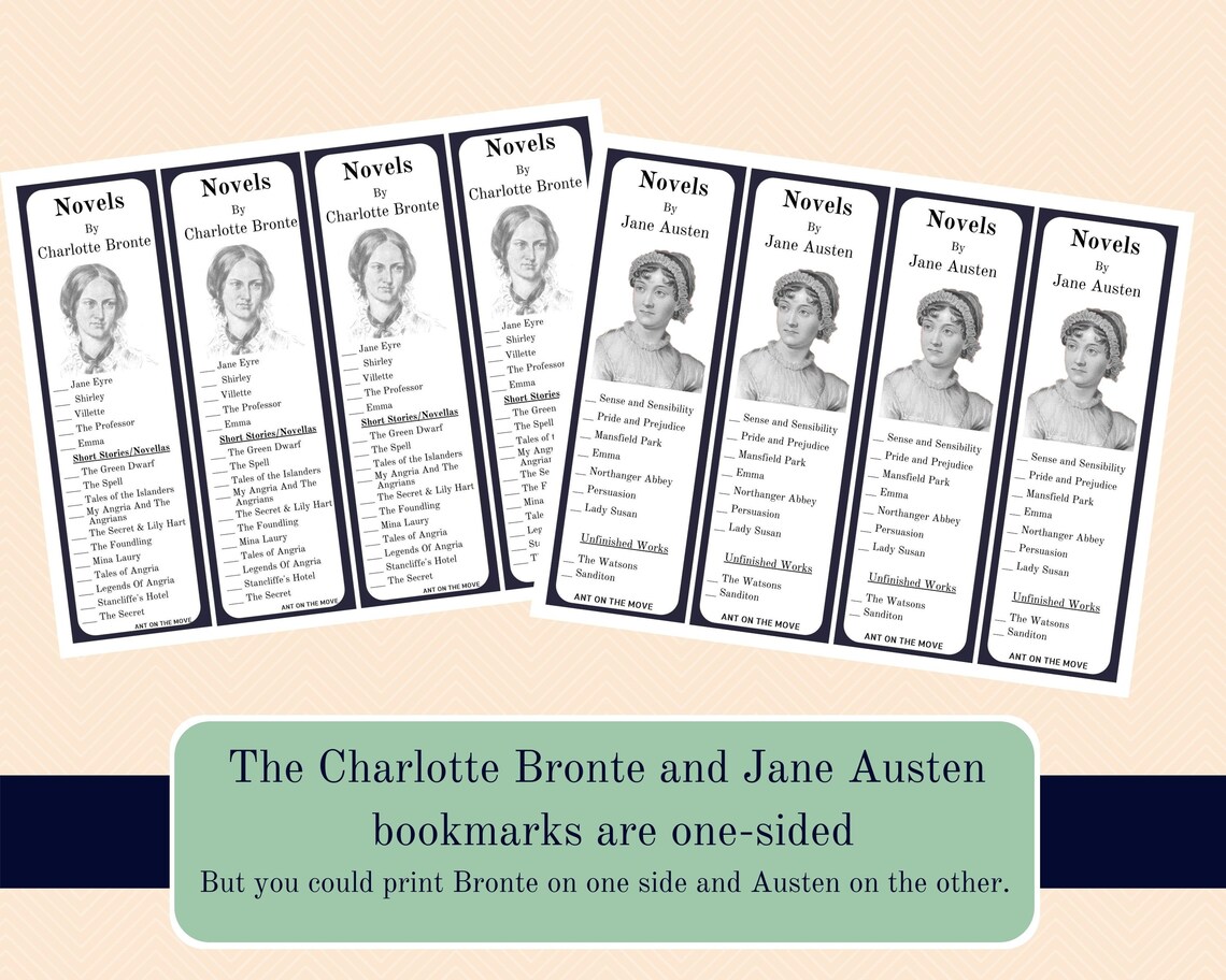 British Authors Bookmarks Check List Bookmarks Famous Authors Bronte