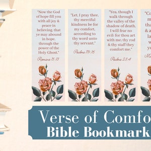 Verse des Trostes Lesezeichen | Florale Schrift Lesezeichen | Druckbares Bibel Lesezeichen | Lesezeichen 4er Set | Herunterladbare Lesezeichen | PDF | KJV
