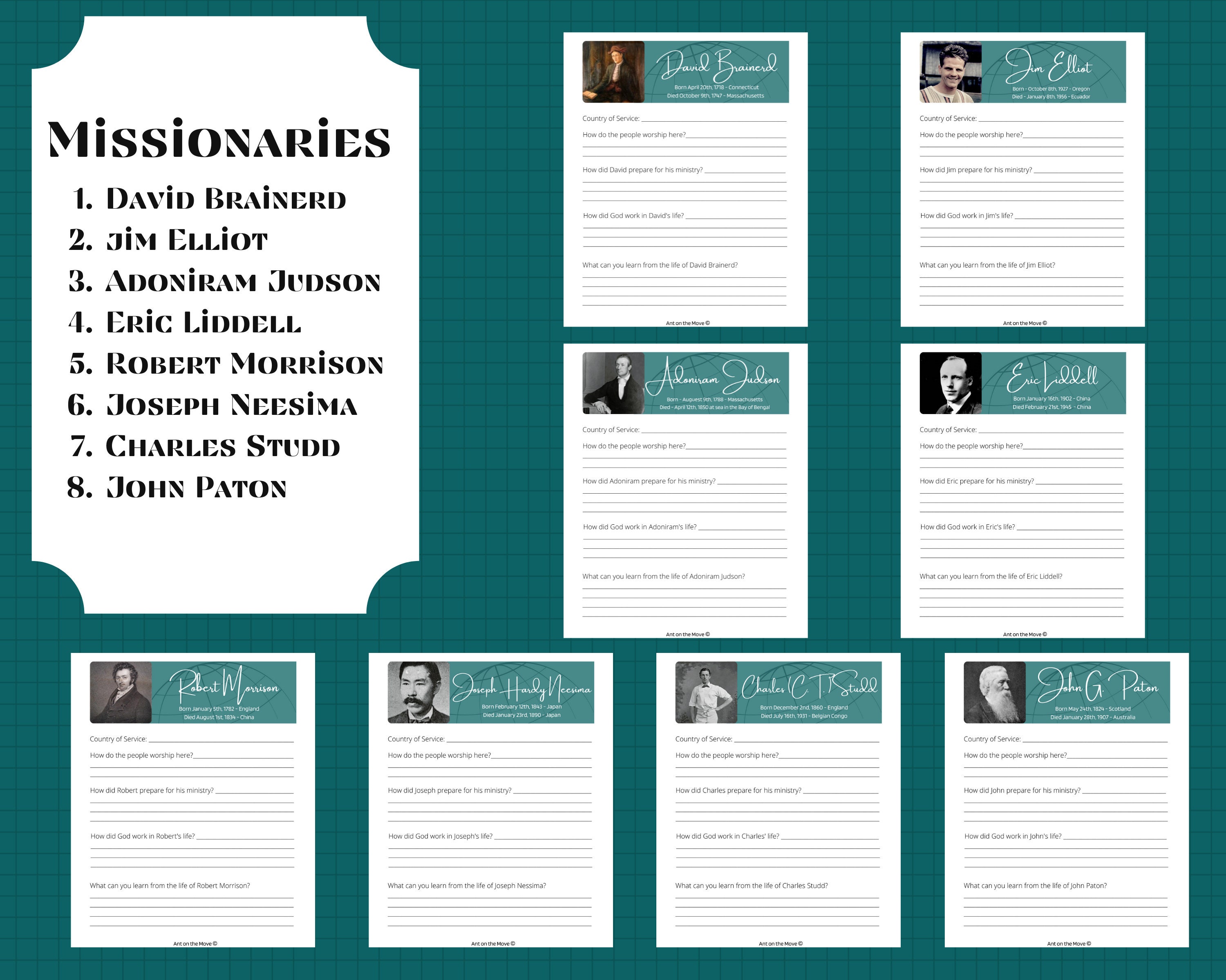 Missionary Worksheets Set 1 | Missionary Men | Activity Pages | David ...