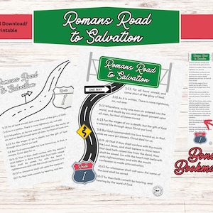Romans Road to Salvation, Romans Road Evangelism Printable, Small Group, Evangelism Sheet, Way of Salvation, Bible Verses, KJV