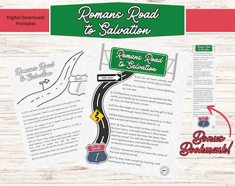 Romans Road to Salvation, Romans Road Evangelism Printable, Small Group, Evangelism Sheet, Way of Salvation, Bible Verses, KJV