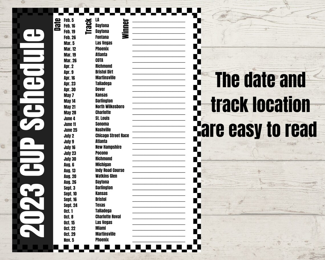 2023 NASCAR Race Schedules Printer Friendly Truck Series - Etsy