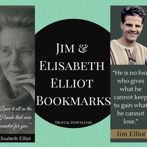 Jim and Elisabeth Elliot Bookmarks | Missionary Bookmark | Bookmark | Ecuador | Digital Print