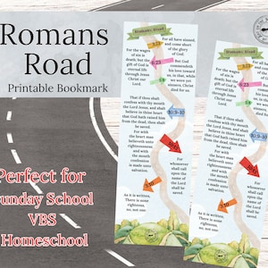 Romans Road to Salvation Printable Bookmark - Scripture Verses for Guidance & Faith - Christian Gift for Bible Study and Evangelism, KJV