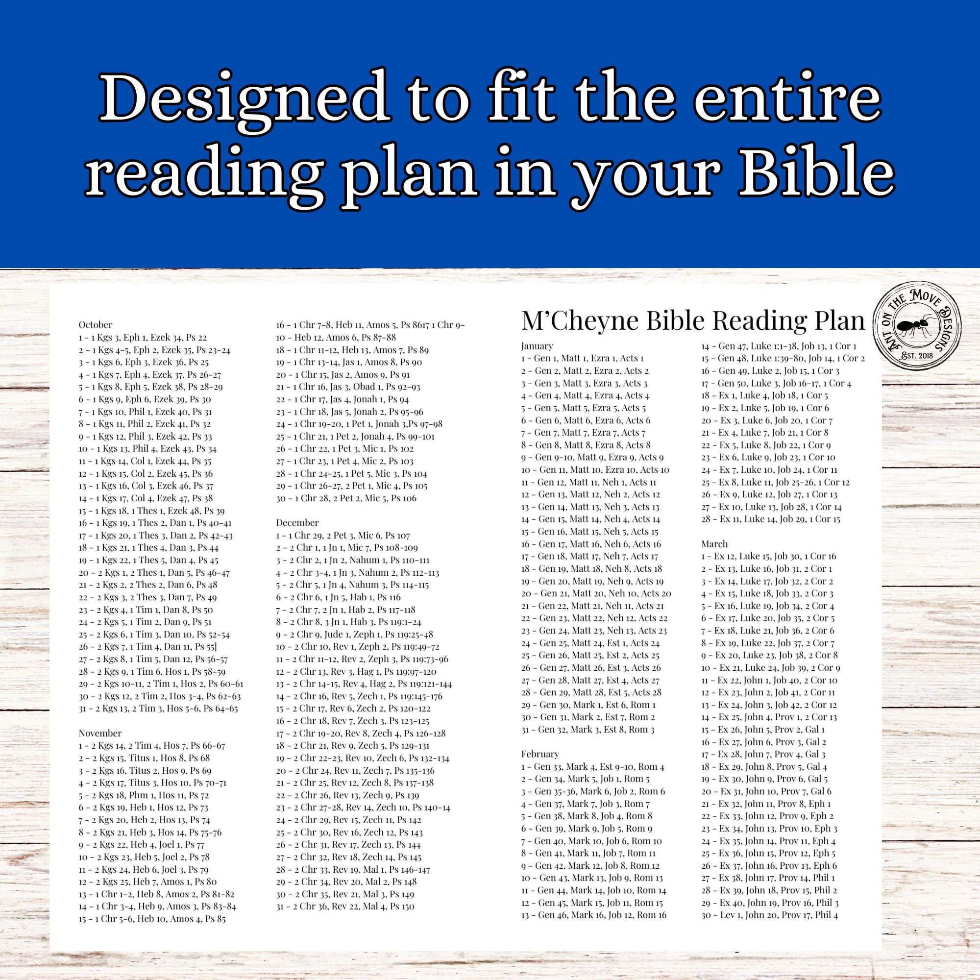 M'cheyne Bible in a Year Reading Plan, Printable Reading Plan, PDF