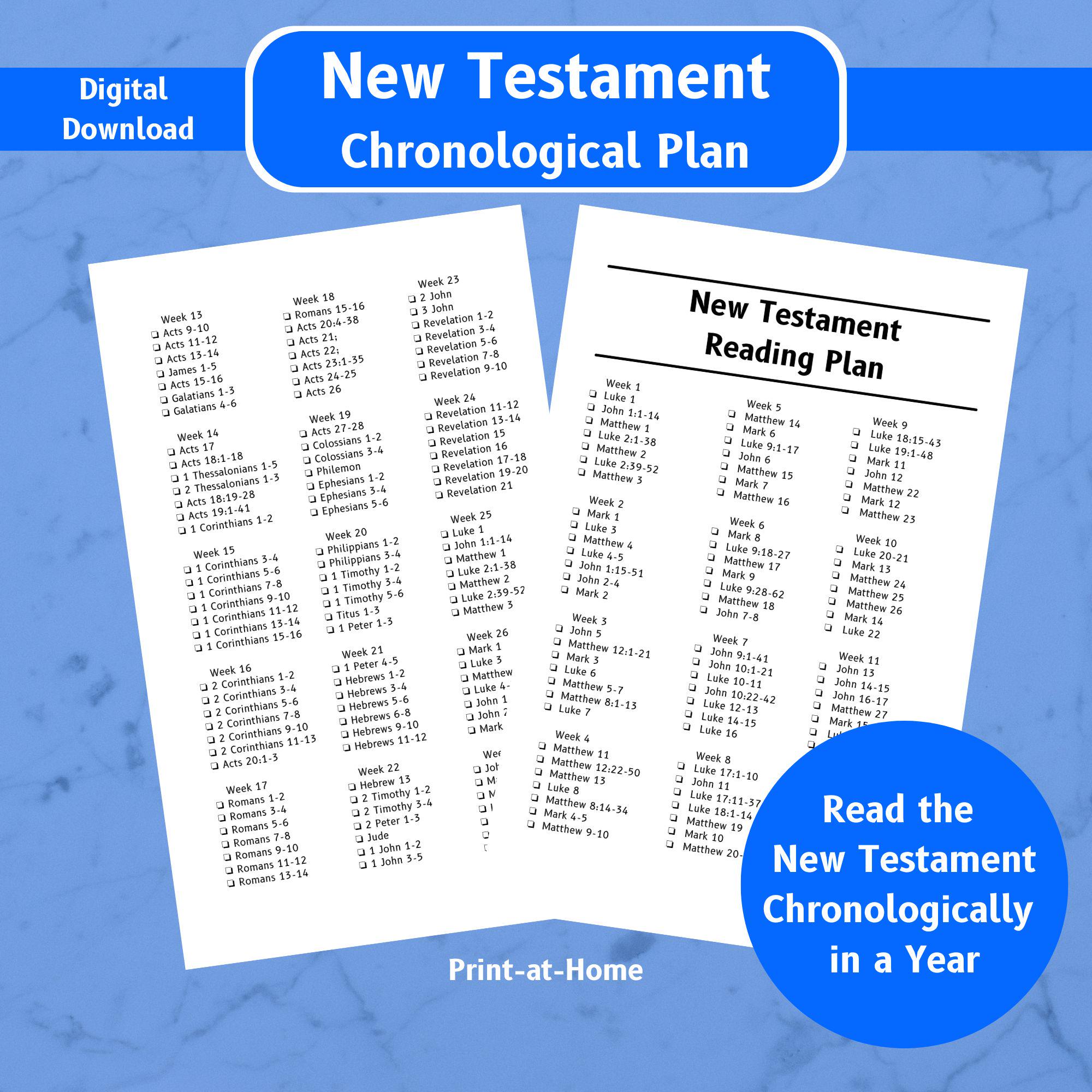New Testament Chronological Bible Reading Plan, Printable Bible Guide ...