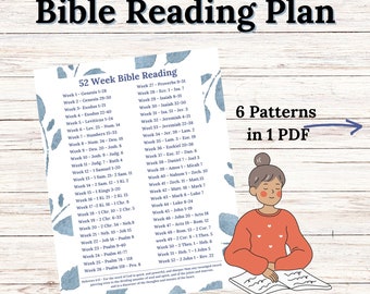 52 Week Bible Reading Plan, Bible Chunks, Printable Bible Plan, 2024 Bible Reading Plan