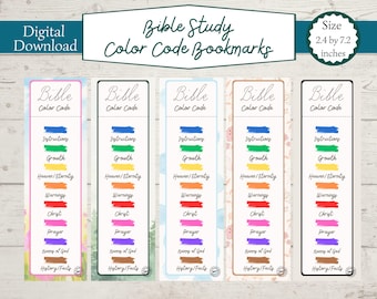 Bible Study Color Coding Bookmarks, Printable Bible Bookmarks, Study Aid, Scripture Organizer, Bible Tools, PDF, Digital Download
