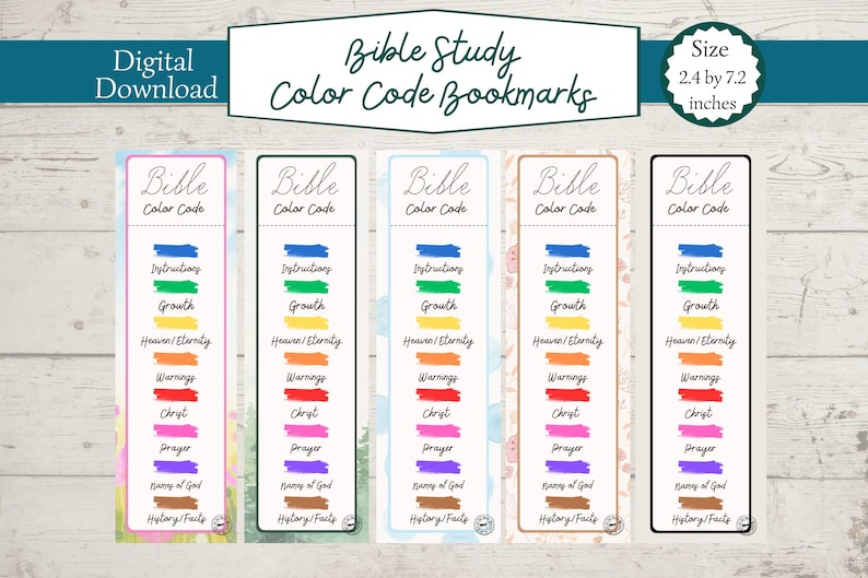 Bible Study Color Coding Bookmarks, Printable Bible Bookmarks, Study ...