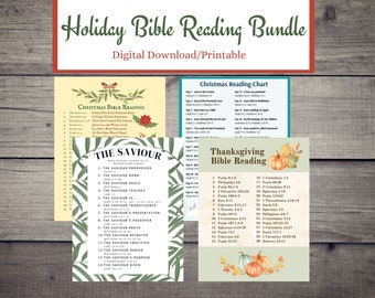 Holiday Bible Reading Bundle, Christmas Bible Reading, Thanksgiving Bible Reading, Easter Bible Reading, Bible Reading Plans, Printable Plan