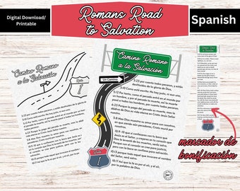 Romans Road to Salvation Spanish Version, Romans Road Evangelism Printable, Spanish Evangelism Tool