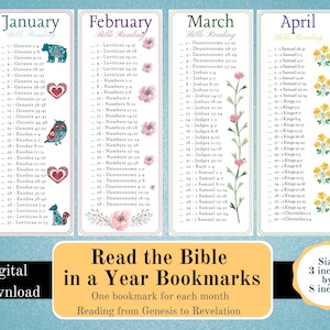 Bible Reading Bookmarks, Read the Bible in a Year, Printable Bookmarks, Bible Reading Tracker, 2025 Bible Reading, Digital Download