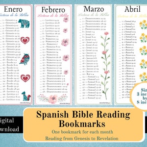 Marcadores de lectura de la Biblia en español, Leer la Biblia en un año, Marcadores imprimibles, Seguimiento de la lectura de la Biblia, Lectura de la Biblia 2025