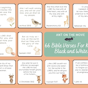 66 Versículos Bíblicos para Niños en Blanco y Negro / Versículos Bíblicos para Niños / Versículos Bíblicos para Memorizar / Versículos Bíblicos KJV / Versículos Fáciles / Versículos BW