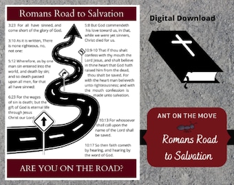 Camino de Romanos imprimible / Grupos pequeños / Hoja de evangelización / Camino de salvación / Folleto evangélico / Tarjeta de las Escrituras / Versículos bíblicos / Romanos / RV