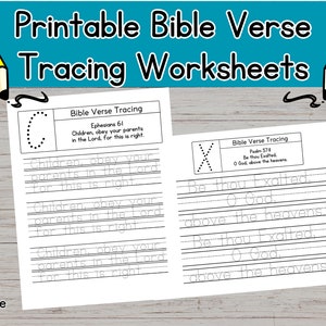 Bible Verse Tracing Worksheets, Handwriting Practice Sheets, Homeschool Worksheets, Christian Homeschool Activity, KJV