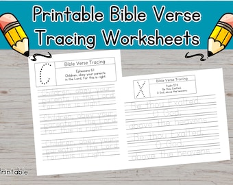 Bible Verse Tracing Worksheets, Handwriting Practice Sheets, Homeschool Worksheets, Christian Homeschool Activity, KJV