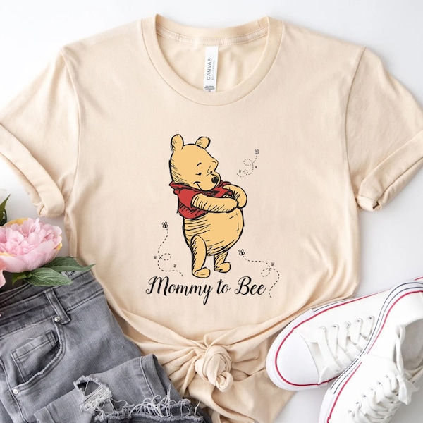 Camisa de mamá a abeja, camisa de revelación de embarazo, mamá a abeja, camisas de oso Pooh, camiseta de Winnie The Pooh, camisa de mamá a ser, camisa de ducha de bebé, magia