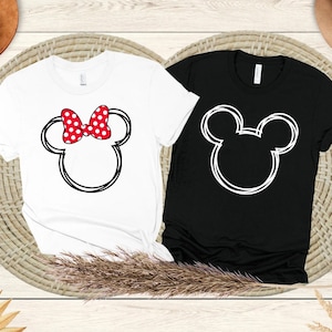 Koszulka Myszka Miki i Minnie, Koszulka dla par Disney, Koszulka rodzinna Disney, Koszulka Disney na zamówienie, Dopasowana koszulka Disney, Koszulka Disneyworld, Disneyland