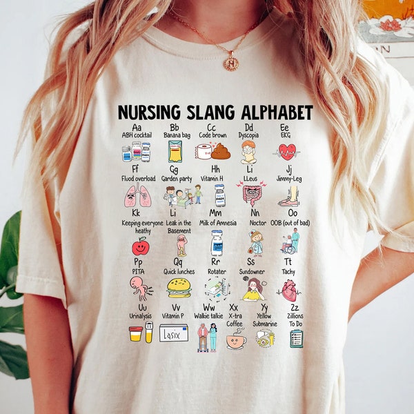 Krankenschwester-T-Shirts, lustiges Krankenschwester-Alphabet-T-Shirt Krankenschwester ABCs-Sweatshirt Krankenschwester-ABCs