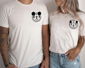 Retro Disney Pocket Size Print Shirts, Mickey Checkered Shirt,Retro Disney Shirts, Disney Shirts Women, Disney Family Shirts, Minnie Mouse