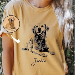 Custom Pet T-shirt with Pet photo and name, Personalized Pet Portrait Shirt, Custom Dog Cat Graphic Tee, Pet Lover Gift, Dog Lover shirt