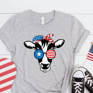 Oh My Stars Cow Shirt, Highland Cow shirt, Highland Cow With 4th July, American Flag Shirt, Fourth Of July Tee, Independence Day