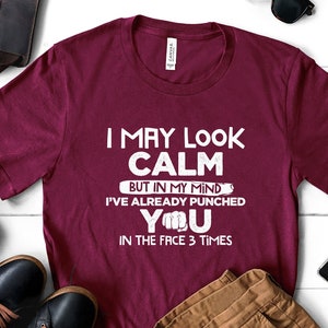 I may look calm but in my mind I have punched you in the face 3 times shirt, funny shirt,Stupid People Shirt, Sarcastic, gift for friend,