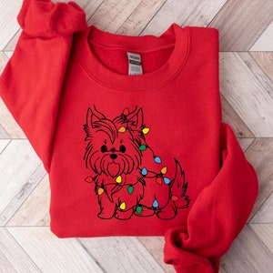 Yorkshire Terrier Weihnachten Sweatshirt, Weihnachten Yorkie Shirt, süßes Hundemama Sweatshirt, Hundeliebhaber Familiengeschenk, Damen Weihnachtsshirt