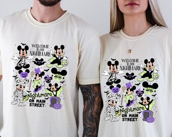 Disneyland Halloween Nightmare Shirt | Retro Mickey Minnie Halloween Shirt | Disneyworld Halloween Shirt, Nightmare On The Main Street Shirt