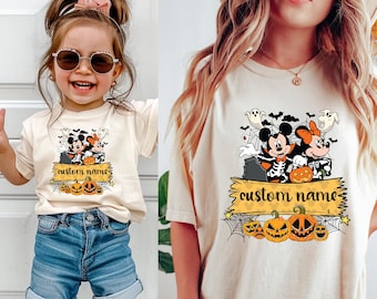 Camiseta de pesadilla de Halloween de Disneyland / Camiseta retro de Mickey y Minnie para Halloween / Camiseta personalizada de Halloween de Disneyworld, Mickey no tan aterrador
