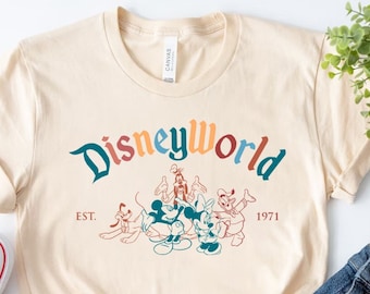 Retro Mickey And Friends Disneyworld Est 1971 T-shirt, disneyworld shirts, disneyland shirts, Disney family shirt, disney trip shirt,