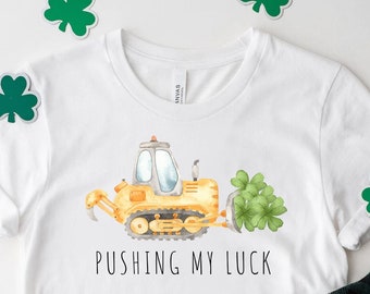 Pushing My Luck Koszulka dla chłopców na Dzień Świętego Patryka, Uroczy chłopięcy T-shirt z nadrukiem St Patricks, Zabawna koszulka dla dzieci na Dzień Świętego Patryka