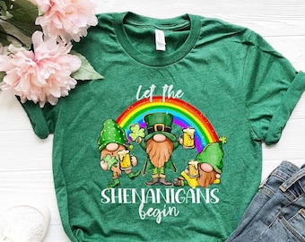 Camiseta "Que comecem as travessuras", camiseta do Dia de São Patrício, camiseta irlandesa, presente irlandês, camiseta da sorte, dia de São Patrício, camiseta do trevo,