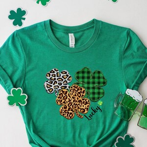 Leopard shamrock shirt,st paddys day shirt, saint patricks day, shamrock shirt, st patricks day, irish shirt, lucky shirt, four leaf clover,