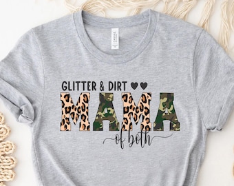 Camiseta de mamá de ambos con brillo y suciedad, camiseta de mamá, mamá leopardo, mamá de ambos, camiseta de mamá, camiseta de mamá linda, camiseta del día de la madre, regalo para mamá,