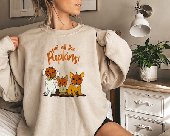 Pet all the pupkins shirt, dog sweatshirt, ghost dog shirt, ghost sweatshirt, halloween sweatshirt,  pumpkin dog shirt, dog halloween shirt,