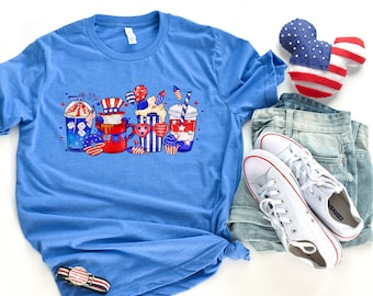 4th of July Coffee Shirts,Iced Coffee Shirt, coffee lover gift, red white and blue,  fourth of july shirt, patriotic shirt, merica shirt,