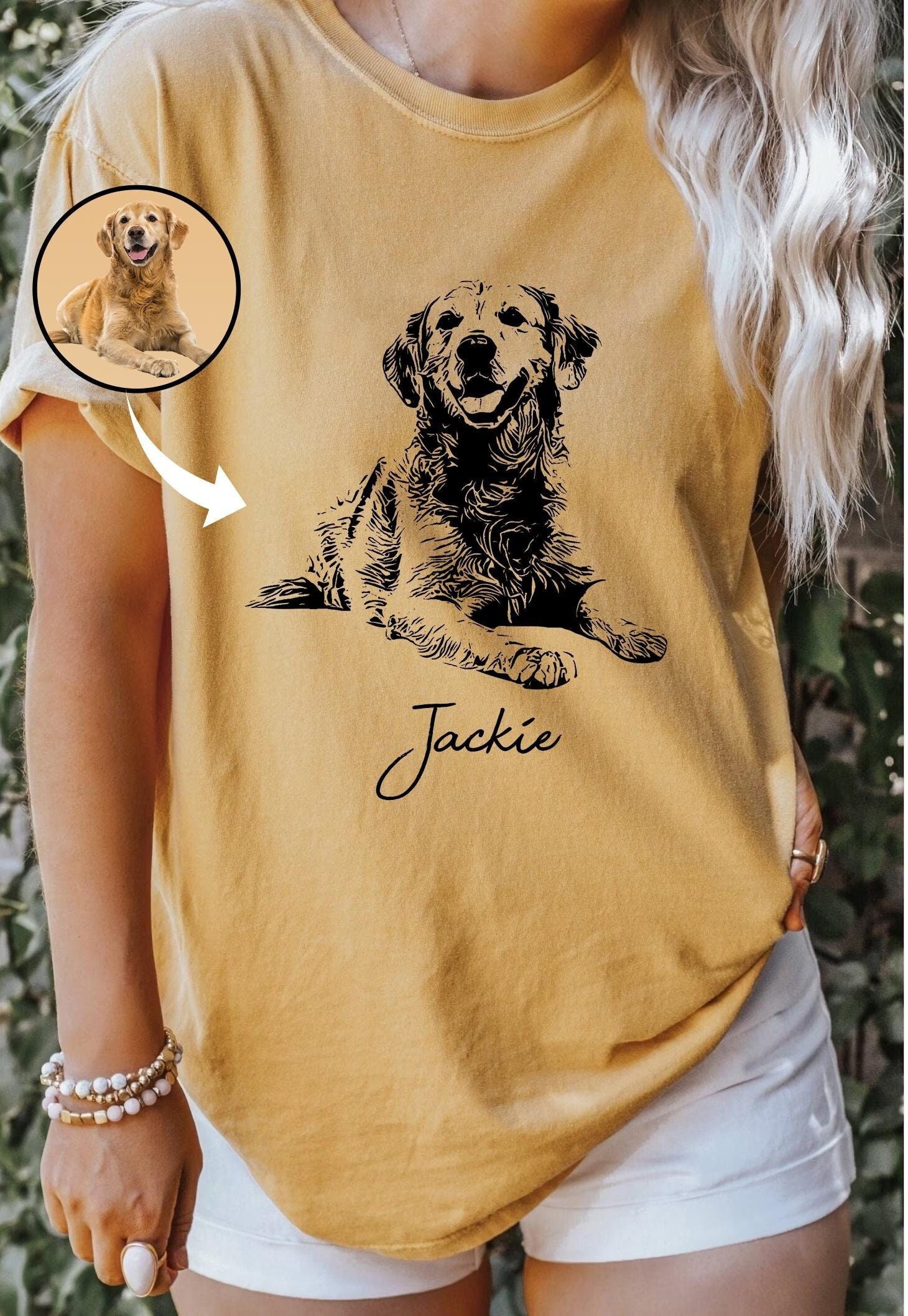 Custom Pet T-shirt with Pet photo and name, Personalized Pet Portrait Shirt, Custom Dog Cat Graphic Tee, Pet Lover Gift, Dog Lover shirt