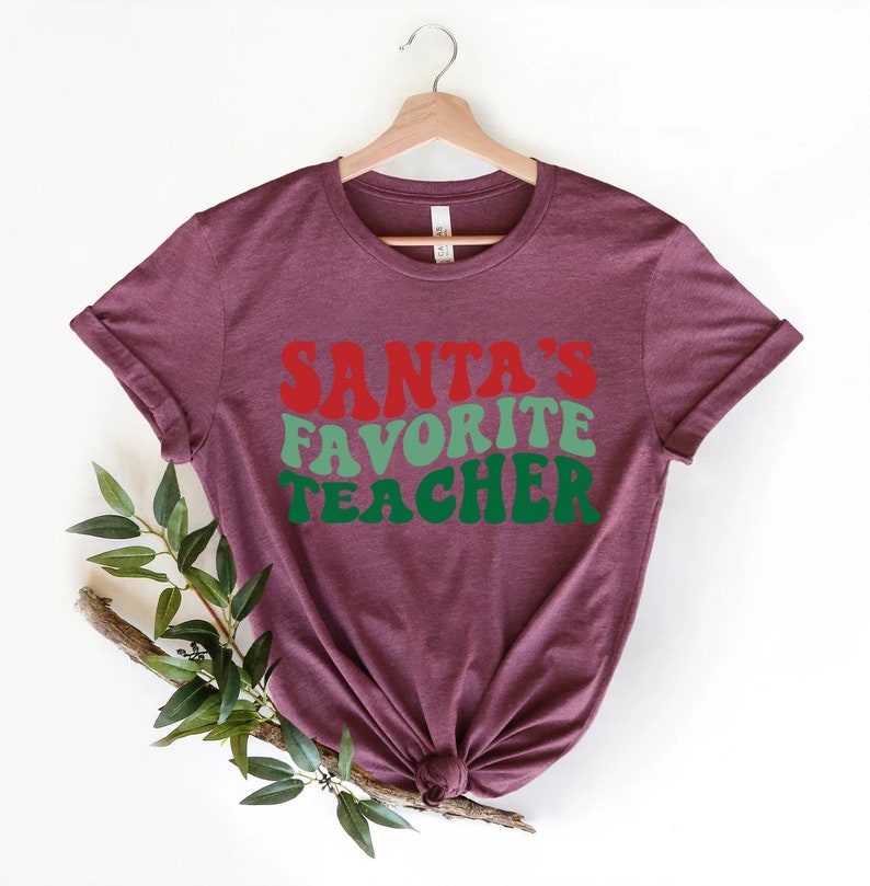 Santa's favorite Teacher shirt, Teacher Christmas shirt, best teacher gift, winter teacher shirt, Christmas shirt, Christmas sweatshirt image 6