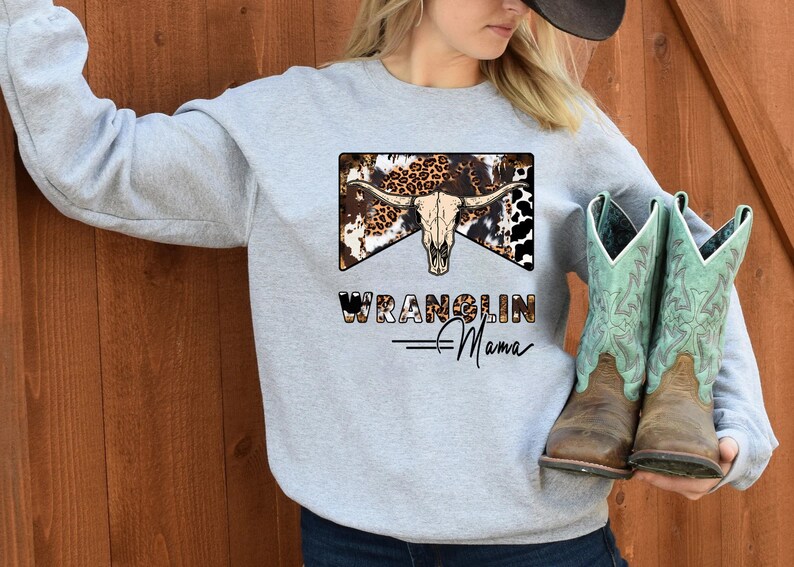 Wranglin Mama shirt,mommy and me outfits, Western Clothes, mama and mini, Country Shirts, Western Graphic Tee, western shirt, cowboy shirt, image 3